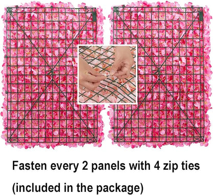BLOSMON Flower Wall Panel Backdrop - 12 Pcs 24 x 16 Inch Pink Artificial Hydrangea Floral Backdrop for Wedding Party Baby Bridal Shower Decor, Hanging Fake Silk Flower Backdrop Decoration