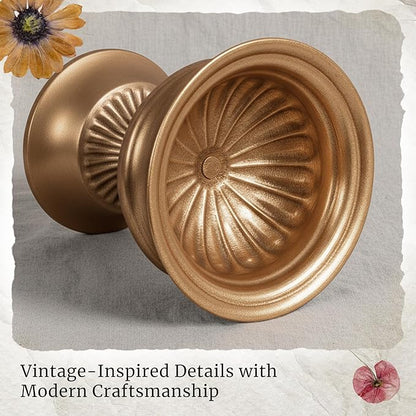 WORTH Small Urn Vases for Centerpieces Set of 2, Classic Metal Trumpet Flower Pots for Table, Bowl Vase for Wedding Party Event Home Deco (Golden, 7.8" Dia x 6.1" H)