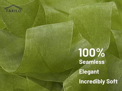 Sage Green Organza Ribbon for Gift Wrapping, FAKILO 2 Inch Shimmer Sheer Wrapping Ribbon for Bouquet, Wedding, Christmas Gift - 50 Yards Each Roll