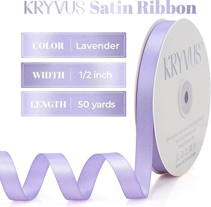 Premium Double Faced Satin Lavender Ribbon, 1/2 Inch X 50 Yards, Perfect for Gift Wrapping, Crafts, Wedding Decor