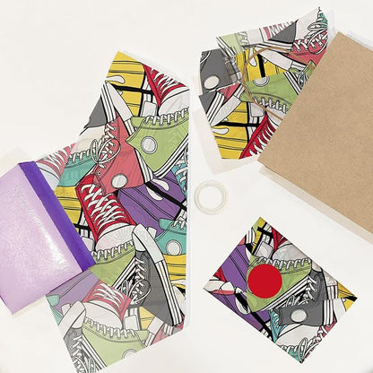 Pro Supply Global Sneakers Printed Tissue Paper for Birthday Party Gift Bags or Boxes and Wrapping - Bulk Decorative Art Tissue Paper for Packaging and Gifting | 24 Sheets 20" x 30"