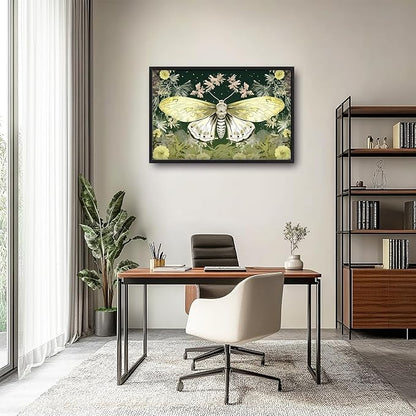 Moth Large Decor Wall Art Framed Pictures for Living Room, Butterfly Insect Oversized Canvas Print Painting Modern Extra Large Framed Artwork for Bedroom Office Home Decor 36"x24"