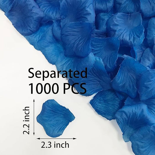 Separated 1500 PCS Artificial Blue Rose Petals for Romantic Night for him for her Set Faux Blue Flower Petals for Flower Girl Weddings Valentine Day Party Romantic Decoration (Ready-to-use)