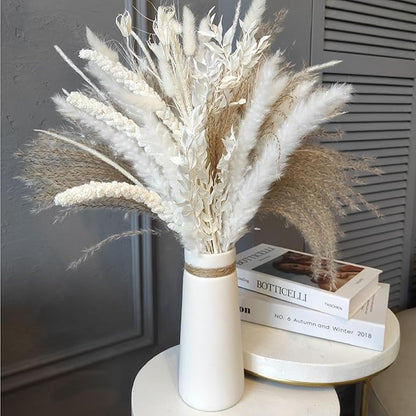 7 Pcs Natural White Italian Ruscus Eucalyptus, 16'' Eucalyptus Dried Flower Bundles for DIY Flower Arrangements, Home Decor, Garlands, Weddings, Vases, and Centerpieces