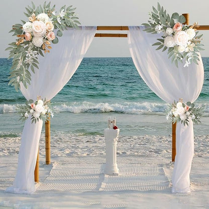 Champagne Wedding Arch Flowers, Faux Flower Swag Set of 2, Champagne Floral Swag for Wedding Arch Welcome Signs, Reception Ceremony Signs Decor