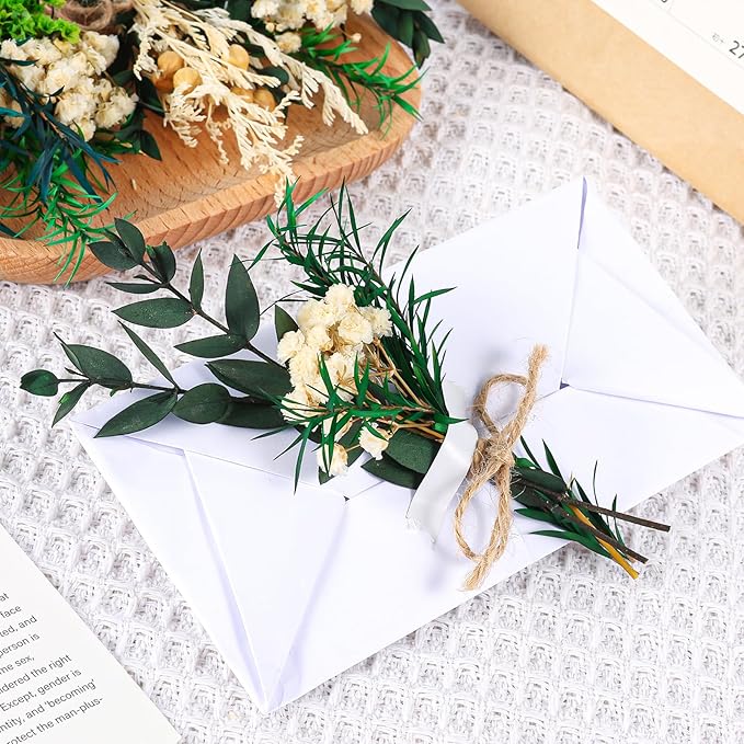 VAIPI 10 Pack Dried Flower Bouquets Green Series Natural Dried Plant with Stem Mini Flower Bundles Artificial Eucalyptus for Vase, DIY, Farmhouse Decor,Wedding Crafts,Home Party Fake Plant Decor