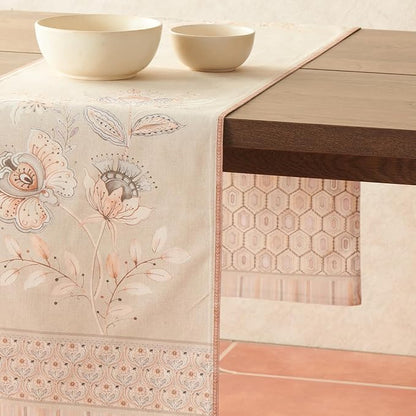 Maison d' Hermine Tablerunner 100% Combed Cotton Premium Table Runner Decorative Table Covers, Dining, Wedding, Banquet, Buffet, Society Florals, Double Layer - (14.50"x108")