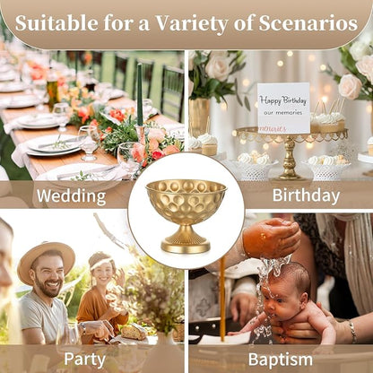 Sziqiqi Gold Metal Vases for Wedding Centrepiece: 6.1in 2Pcs Hammered Urn Vase Bowl Compote Vase for Flower Decorations