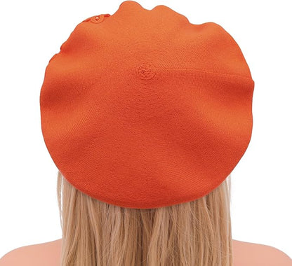 Winter Women French Beret Hat Kaschmir Solid Color Knitted Berets