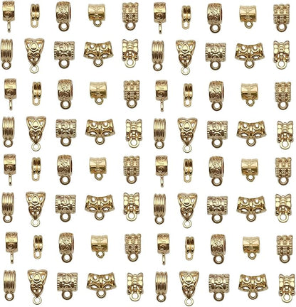 WOCRAFT 60pcs KC Gold Bails Space Beads Bracelet Charms for Jewelry Making Sets DIY Necklace Bracelet Keychain Crafting Charms Kit Craft Supplies (SN854)