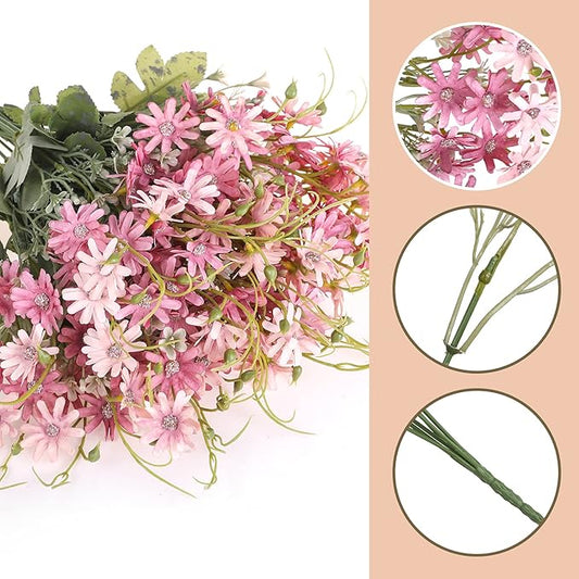 Artificial Flowers Wildflowers Silk Daisy Spring Fake Daisies Decoration Summer UV Resistant Colorful Mixed Bundles Faux Greenery Outdoor Plant Stem Filler for Home Decor Indoor Floral Arrangements