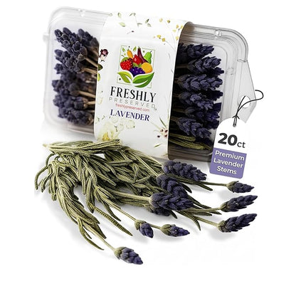 Freshly Preserved Edible Lavender-Freeze-Dried Flowers(.2 oz, 20+ Stems)-Edible Flowers for Cakes-Fresh Dried Lavender for Cocktails-Craft Flowers For Decorating, Baking, Drinks-Edible Drink Toppers