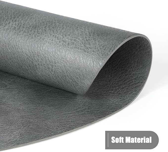 UnivoColors PU Leather Placemats Set of 8,15 Inches Round Washed Cowhide Pattern Table Mats for Dining Table, Kitchen, Party Decoration(Retro Grey)