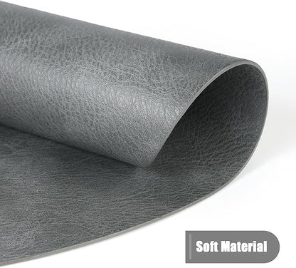 UnivoColors PU Leather Placemats Set of 8,15 Inches Round Washed Cowhide Pattern Table Mats for Dining Table, Kitchen, Party Decoration(Retro Grey)