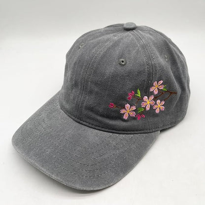 Cute Flower Hat, Elegant Floral Embroidered Adjustable Baseball Cap for Men Women, Gifts for Flower Lovers, Black