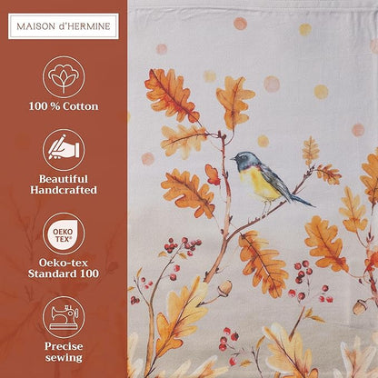 Maison d' Hermine Placemats Set of 4 100% Cotton Washable Cloth Place Mats, Reusable Table Mats for Thanksgiving Christmas Decorations Kitchen Dining Party Wedding Restaurant (Oak Leaves, 13" x 19")