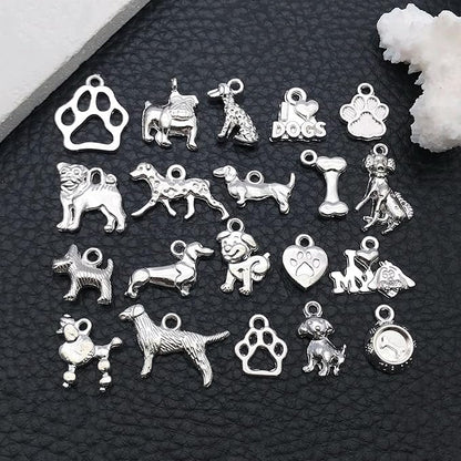 WOCRAFT 60pcs Bright Silver Dogs Bracelet Charms for Jewelry Making Sets DIY Necklace Bracelet Keychain Crafting Charms Kit Craft Supplies (SN861)