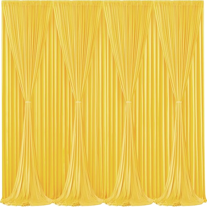 Yellow Backdrop Curtains-Wrinkle-Free Polyester Photography Drapes Party Curtain Background for Baby Shower Wedding Decorations- 32 X10FT (Yellow)