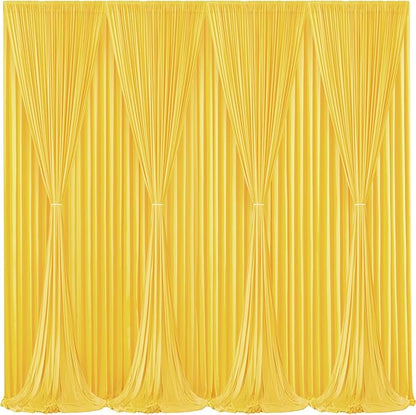 Yellow Backdrop Curtains-Wrinkle-Free Polyester Photography Drapes Party Curtain Background for Baby Shower Wedding Decorations- 32 X10FT (Yellow)