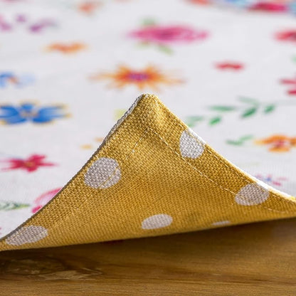 Maison d' Hermine Placemats Set of 4 100% Cotton Washable Cloth Place Mats, Reusable Table Mats for Kitchen Dining Decoration, Party, Restaurant Spring/Summer (Happy Florals - Sweety, 13" x 19")