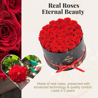 Changshunqi 27 Flowers Forever Preserved Roses, Preserved Real Flowers in Box, Forever Flower for Delivery Womens Birthday Gifts for Her Mom Grandma Anniversary Women Gifts for Wife Mother's Day