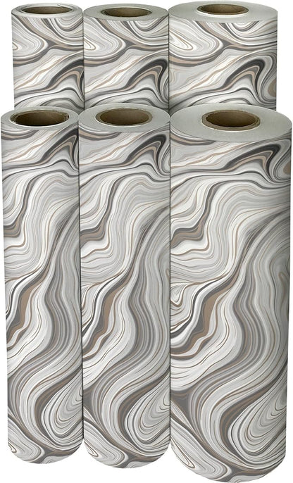 Jillson Roberts Bulk Gift Wrap, Everyday Gift Wrapping Supplies, Marbelized Silver, 1/4 Ream 208 feet x 30 inches