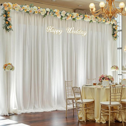 10ft x 10ft Beige Backdrop Curtains, Wrinkle-Free Sheer Chiffon Fabric Photo Backdrop Drapes for Wedding Arch Party Ceremony Stage Photography Decorations