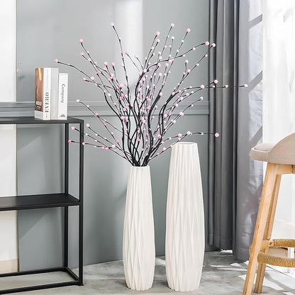Ceramic White Floor Vase 24 Inches Tall Flower Holder Decorative Large Vases for Table Centerpieces Shelf Home Decor Living Room Branches Sky-Dried Flower Arrangement Simple Decorative