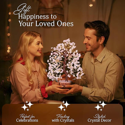 Rose Quarts - Rose Quartz Tree, Crystal Tree of Life, Good Luck Stones and Crystals, Home Decor Gifts, Gem Tree, Crystal Tree for Positive Energy,