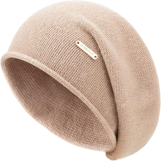 QUEENFUR Knit Slouchy Beanie Hats for Women Cashmere Ski Cap Knitted Wool Soft Warm Winter Hat