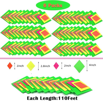 110feet Neon Paper Garland Neon Streamers Hollowed Star Black Light Neon Decorations Glow Party UV Reactive Neon Party Favors Glow in The Dark Party Supplies for Party Wedding Birthday Garlands