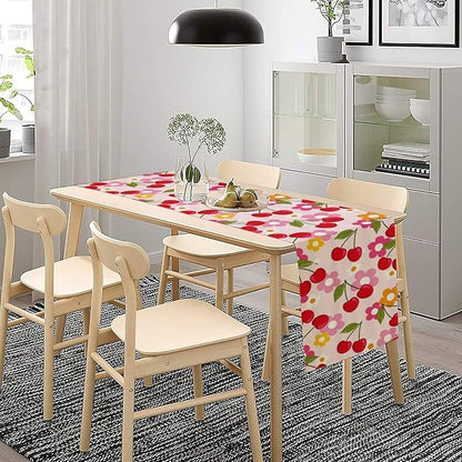 Cherry Table Runner,Spring Summer Fruit Tropical Birthday Party Decorations Dining Room Home Kitchen Table Decor 13 x 60Inches