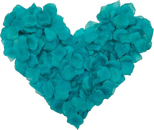 Separated 1000 PCS Artificial Turquoise Blue Rose Petals for Romantic Night ,Faux Turquoise Blue Flower Petals for Flower Girl Weddings Valentine Day Party Romantic Decoration(Ready-to-use)