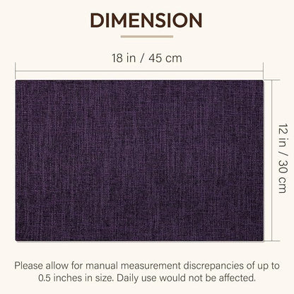 Blue Forest Placemats Set of 6, Dual-Layered Thickened Faux Linen Cloth Place Mats Heat Resistant Machine Washable Wrinkle Free Table Mats Indoor/Outdoor (Purple)