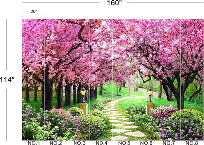 Cliouar-Pink Cherry Tree Flower Wall Mural Wallpaper Peel and Stick 160" x 114"