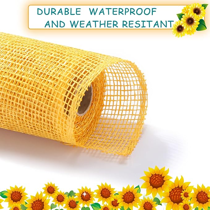 Chuangdi 4 Rolls Spring Summer Poly Burlap Mesh Poly Burlap Deco Ribbon Mesh Roll for Easter DIY Flower Wreath Garland, 10 Inch