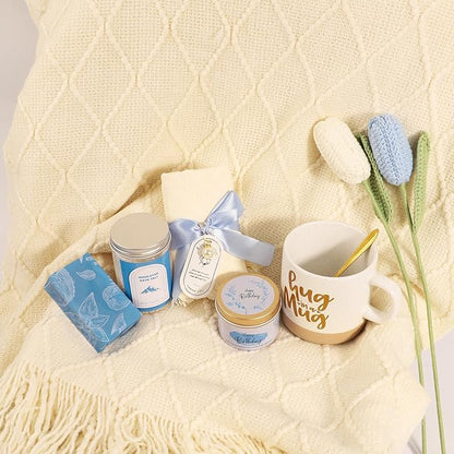 Birthday Gifts for Women, Happy Birthday Gifts for Mom, Her, Sister, Best Friend, Girlfriend, Coworker, Wife Bday Gift Ideas, Unique Relaxing Spa Birthday Gift Basket for Women Care Package w/Blanket