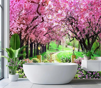 Cliouar-Pink Cherry Tree Flower Wall Mural Wallpaper Peel and Stick 160" x 114"