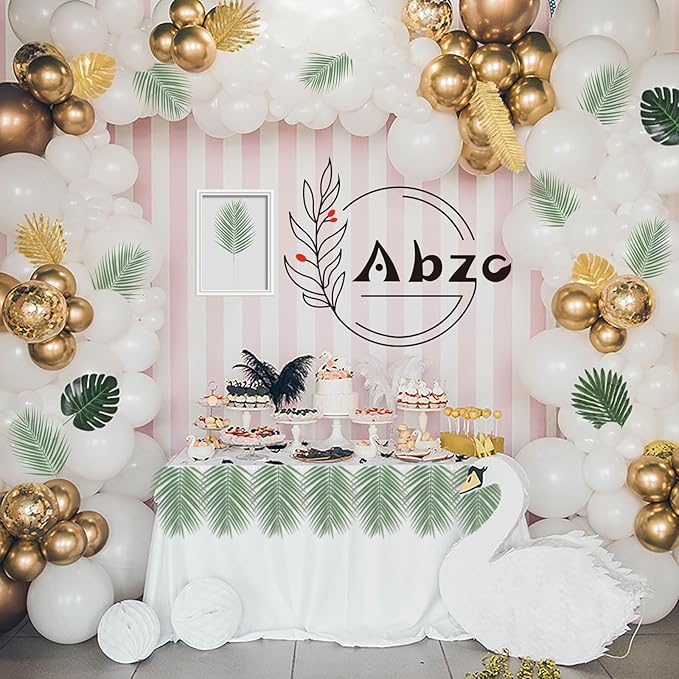 Abzo 20 Pcs Artificial Palm Leaves Stems Greenery Tropical Palm Leaves Faux Monstera Leaves Plant for Palm Sunday Flower Arrangement Home Kitchen Party Table Decor, Wedding Birthday Theme Parties.