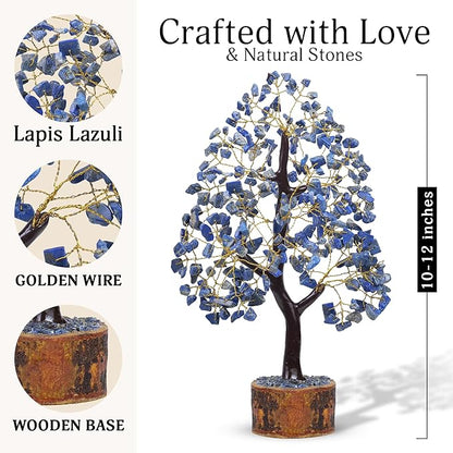 FASHIONZAADI Lapis Lazuli Crystal Tree of Life - Chakra Natural Handmade Gemstone Tree, Feng Shui Crystal Decoration, Money Spiritual Gift, Healing Crystal Chakra Decor