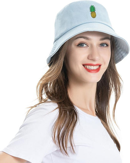 ZLYC Unisex Fashion Embroidered Bucket Hat Summer Fisherman Cap for Men Women