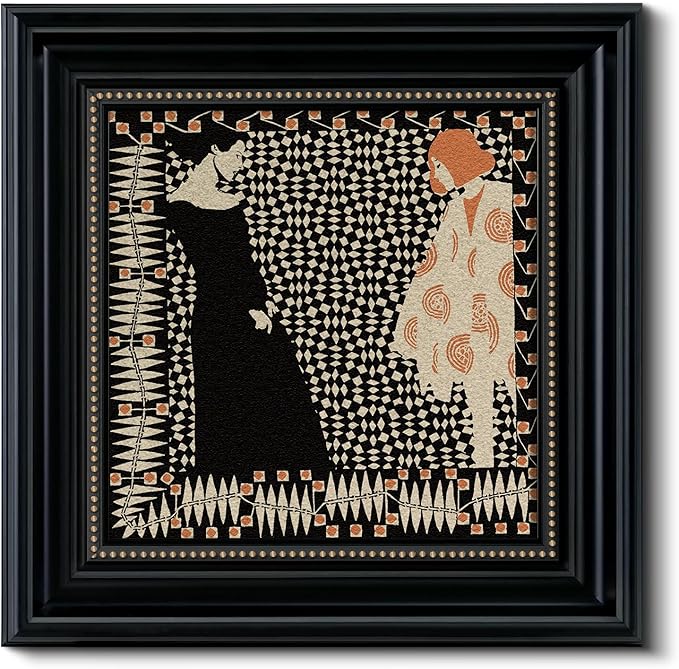 Vintage Framed 3D Textured Wall Art 16x16 Modern Vintage Geometric Silhouette Design, Sandstone Surface Abstract Retro Patterns Decorative Black Frame, Home Hallway Office Decor
