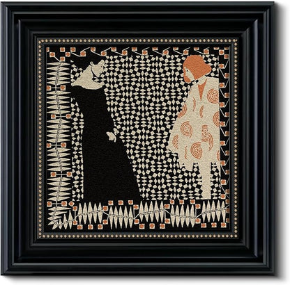 Vintage Framed 3D Textured Wall Art 16x16 Modern Vintage Geometric Silhouette Design, Sandstone Surface Abstract Retro Patterns Decorative Black Frame, Home Hallway Office Decor