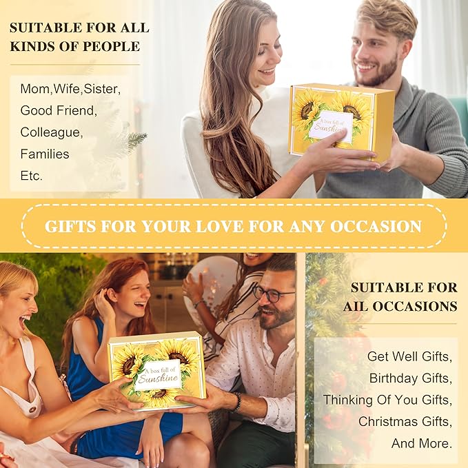 Birthday Gifts for Women, 12pcs Sunflower Self-Care Package, Sending Sunshine Get Well Gifts for Women, After Surgery Recovery Gifts, Thinking Of You Relaxing Spa Basket for Her Sister Mom Friends