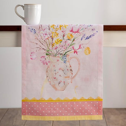Maison d' Hermine Table Runner 100% Cotton Single Layer Table Runners 72 inches Long Decorative for Kitchen Dining Party Baby Shower Wedding Bridal Shower Spring Summer (Easter Zest, 14.50" x 72")