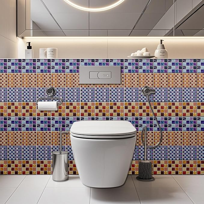 CHGCRAFT 36 Pcs 4 Style Wall Stickers 3D Effect Peel and Stick Wall Tile Sticker Various Mosaic Style Waterproof Self Adhesive Stick on Tile Decals for Kitchen Bathroom Art Decor, 4×4 Inch