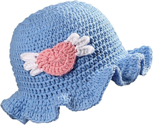 Crochet Bucket Hat for Women Flower Knit Hat Hollow Out Foldable Cap Hats