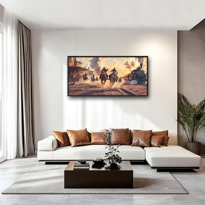 Western Coyboys Large Wall Art Framed Wall Decor for Living Room Western Vintage Pictures Oversized Canvas Print Painting Modern Extra Large Framed Artwork for Bedroom Office 60"x30"