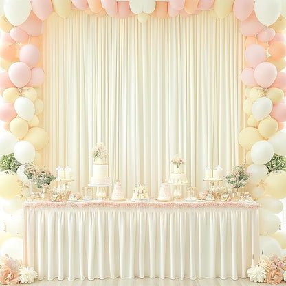 Ivory Backdrop Curtain 8 Panels-Wrinkle-Free Ivory Curtains Polyester Photography Drapes for Wedding Party Baby Shower Photo Background Decorations- 32 X10FT