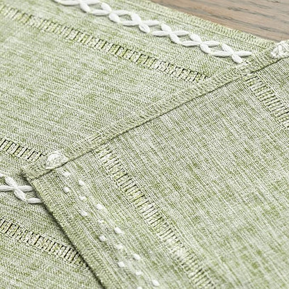 Artoid Mode Sage Green Rustic Cotton Linen Table Runner, Seasonal Embroidered Hollow Kitchen Dining Table Decoration for Home Party Decor 13x108 Inch